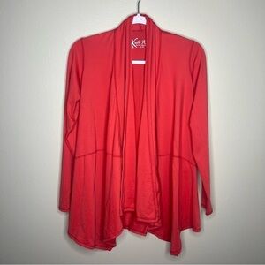 Katie K Pink Open Front Draped Long Sleeve Cardigan